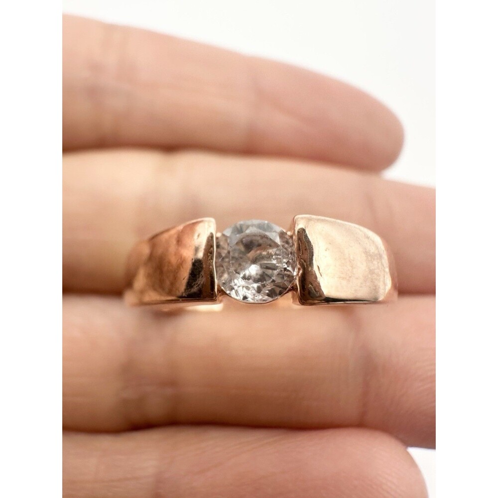 925 Sterling Silver Rose Gold Plated Ring Size 6.75